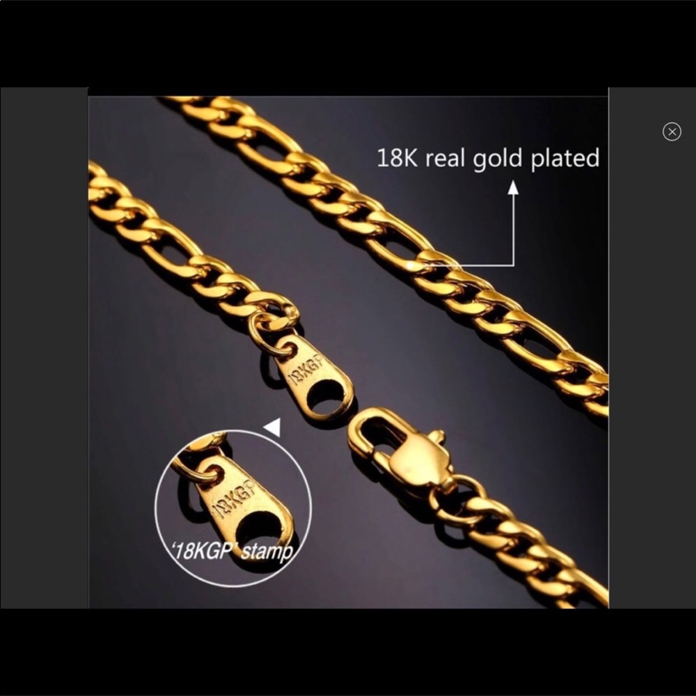 18k Gold Plated Letters pendant w. chain - Picture 5 of 7